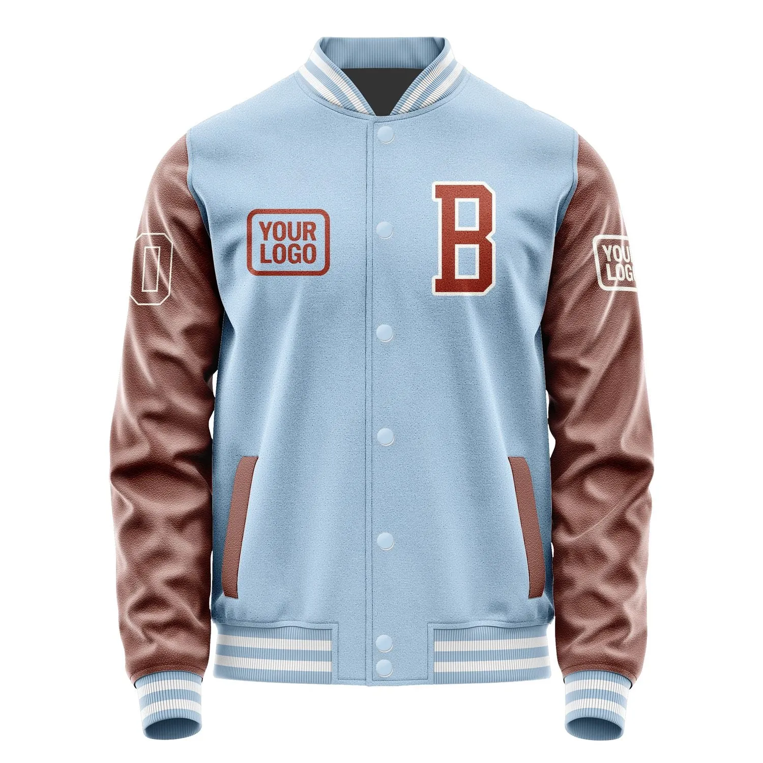 Custom Light Blue Coral Red Jacket