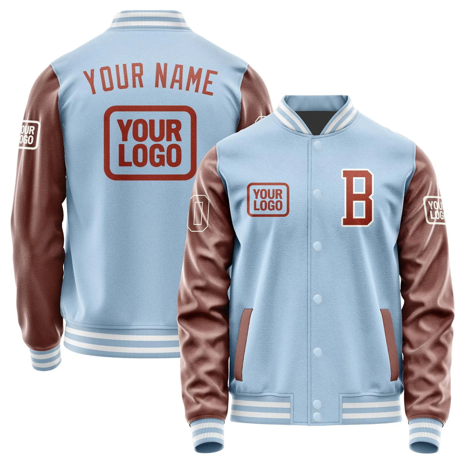 Custom Light Blue Coral Red Jacket