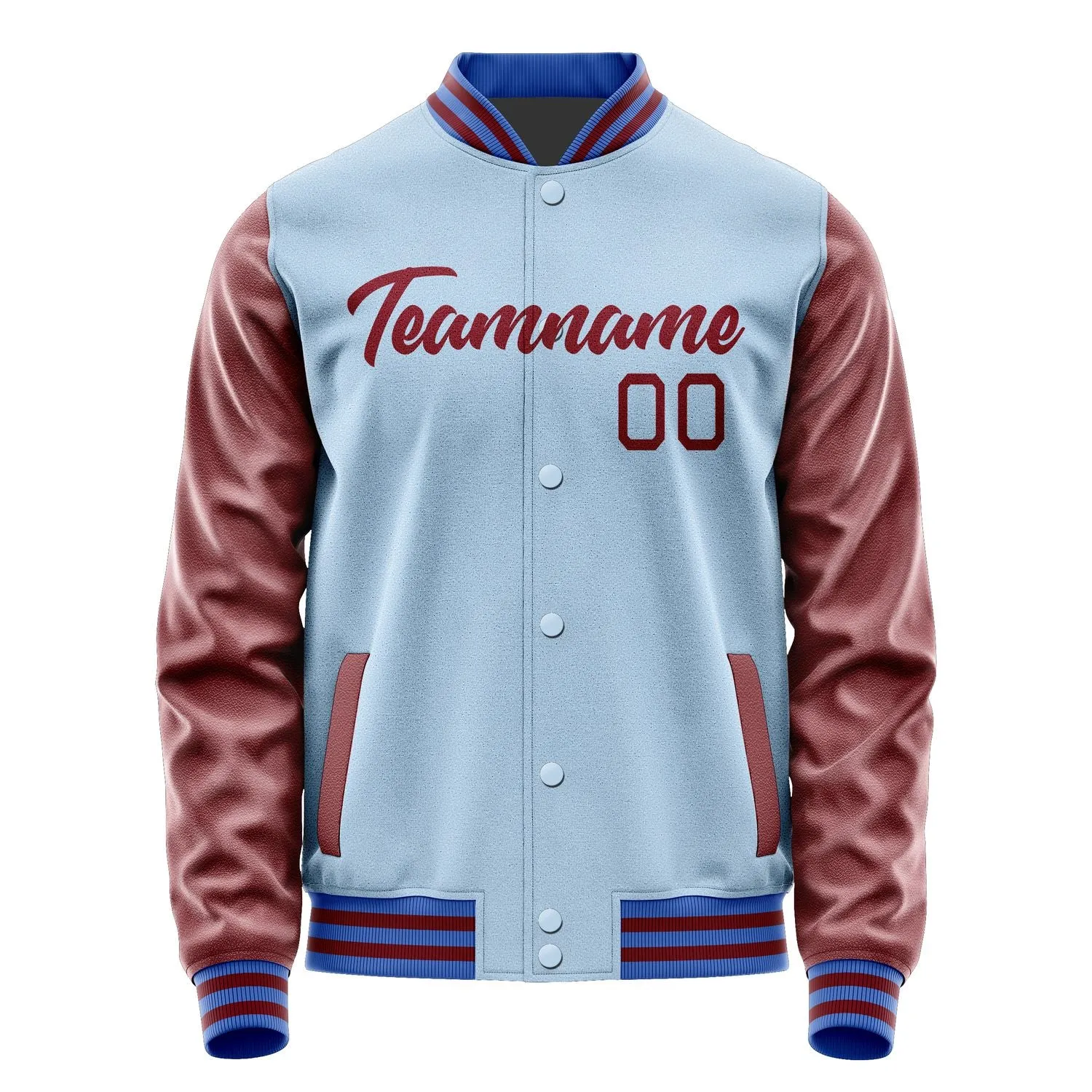 Custom Light Blue Crimson Red Jacket