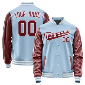 Custom Light Blue Crimson Red Jacket