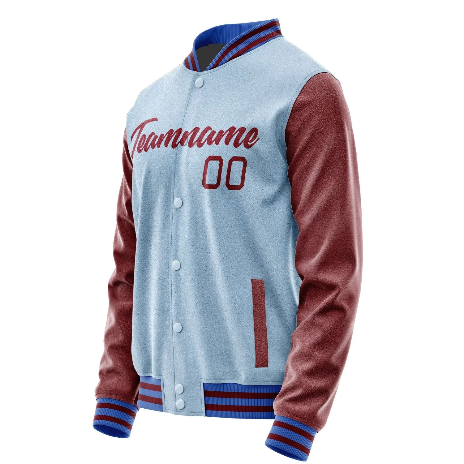 Custom Light Blue Crimson Red Jacket