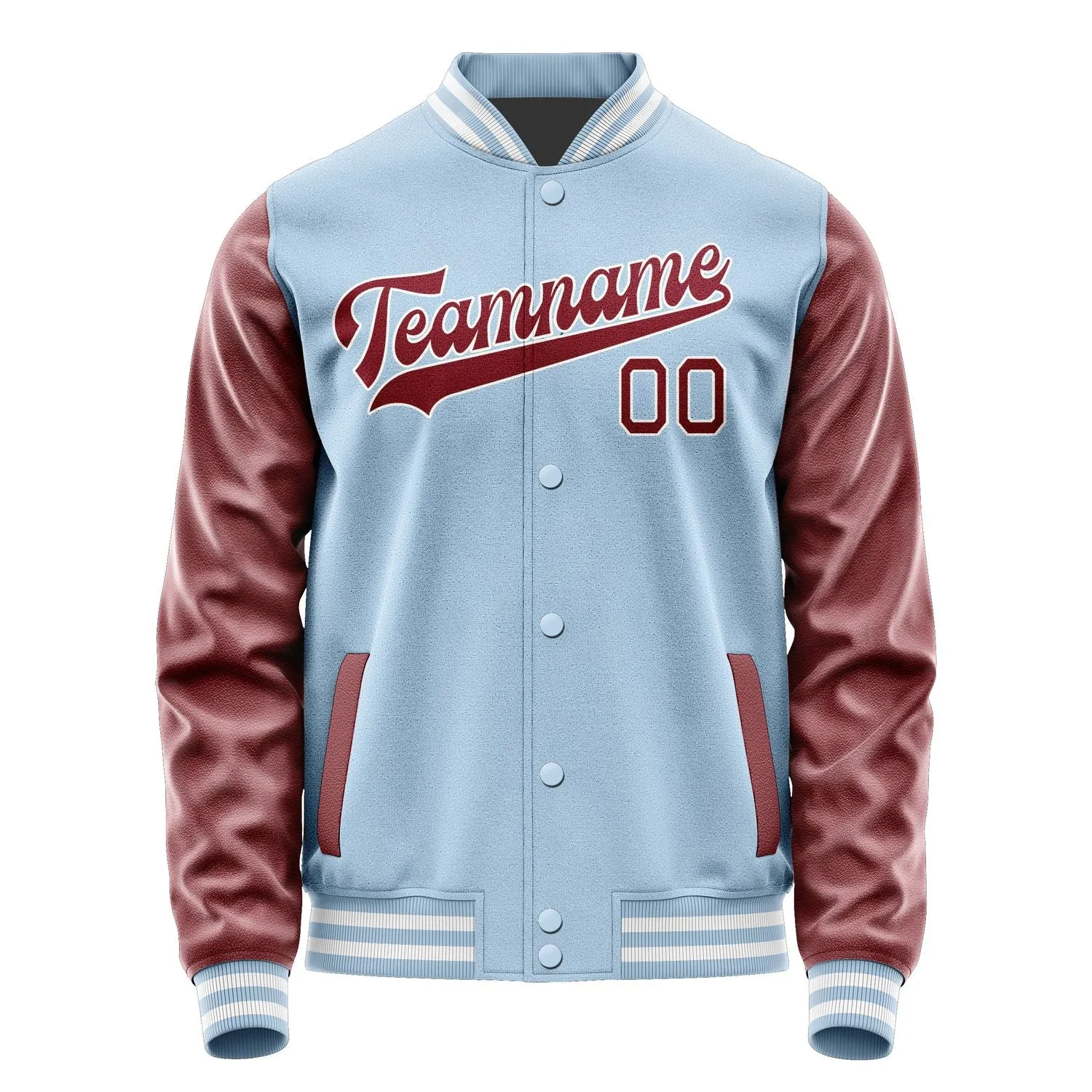 Custom Light Blue Crimson Red Jacket