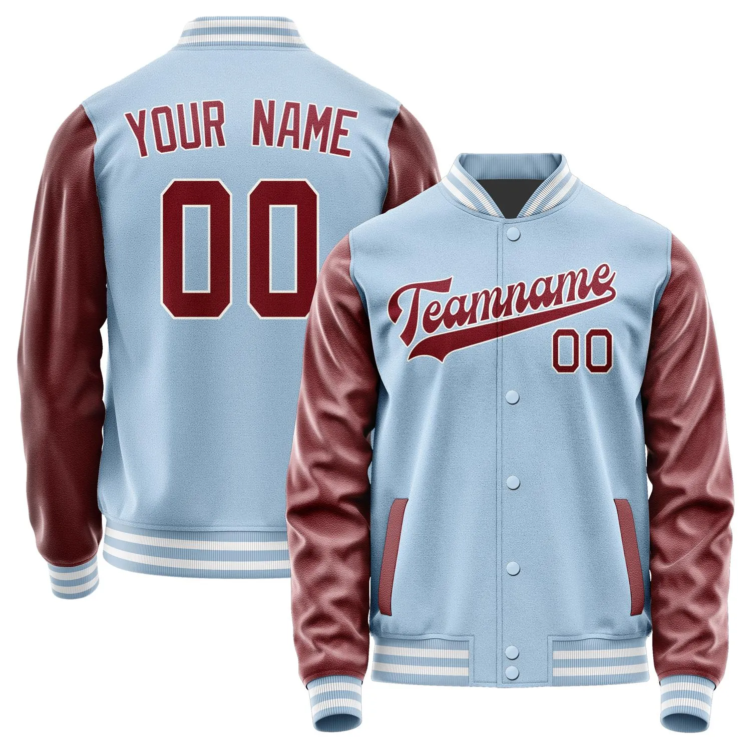 Custom Light Blue Crimson Red Jacket