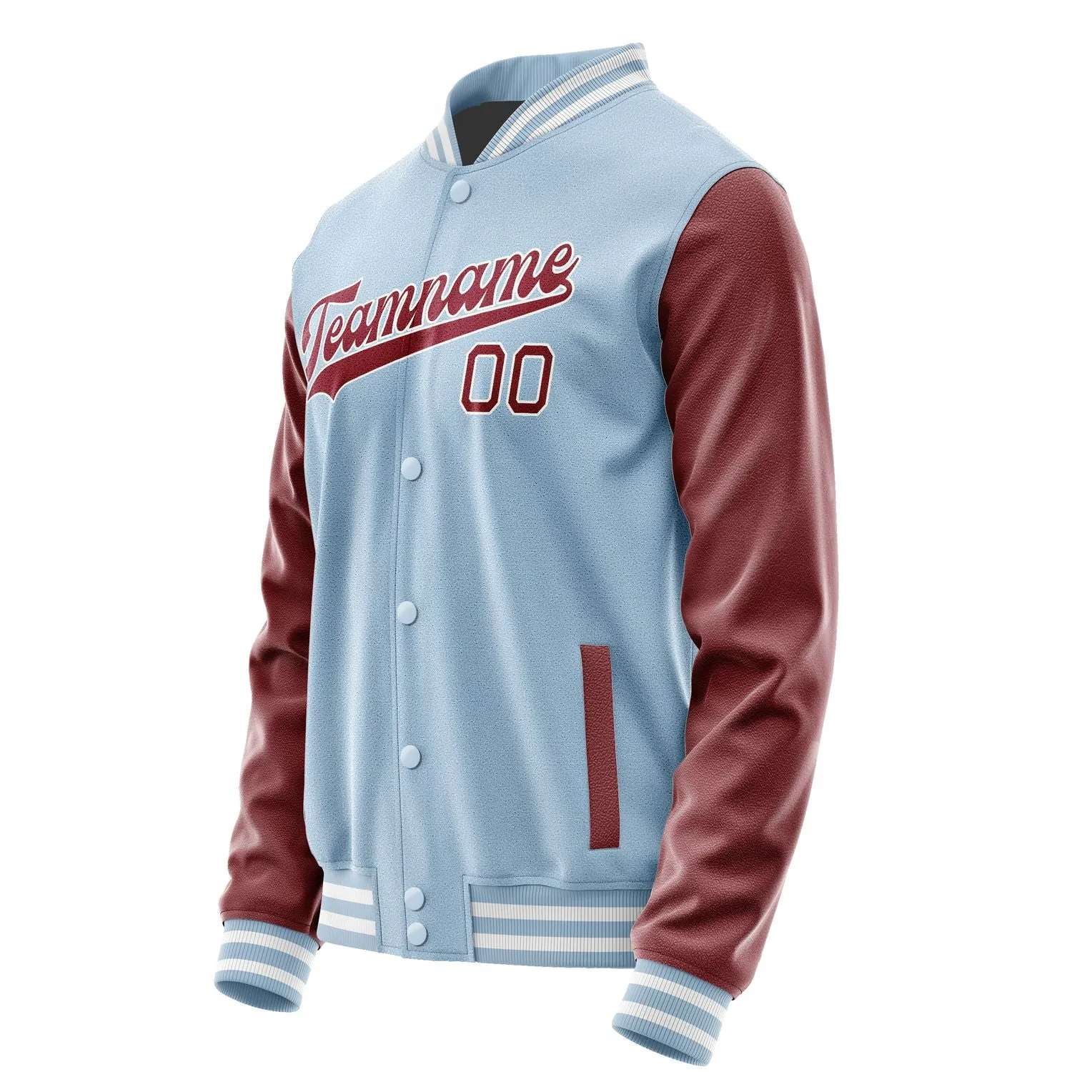 Custom Light Blue Crimson Red Jacket