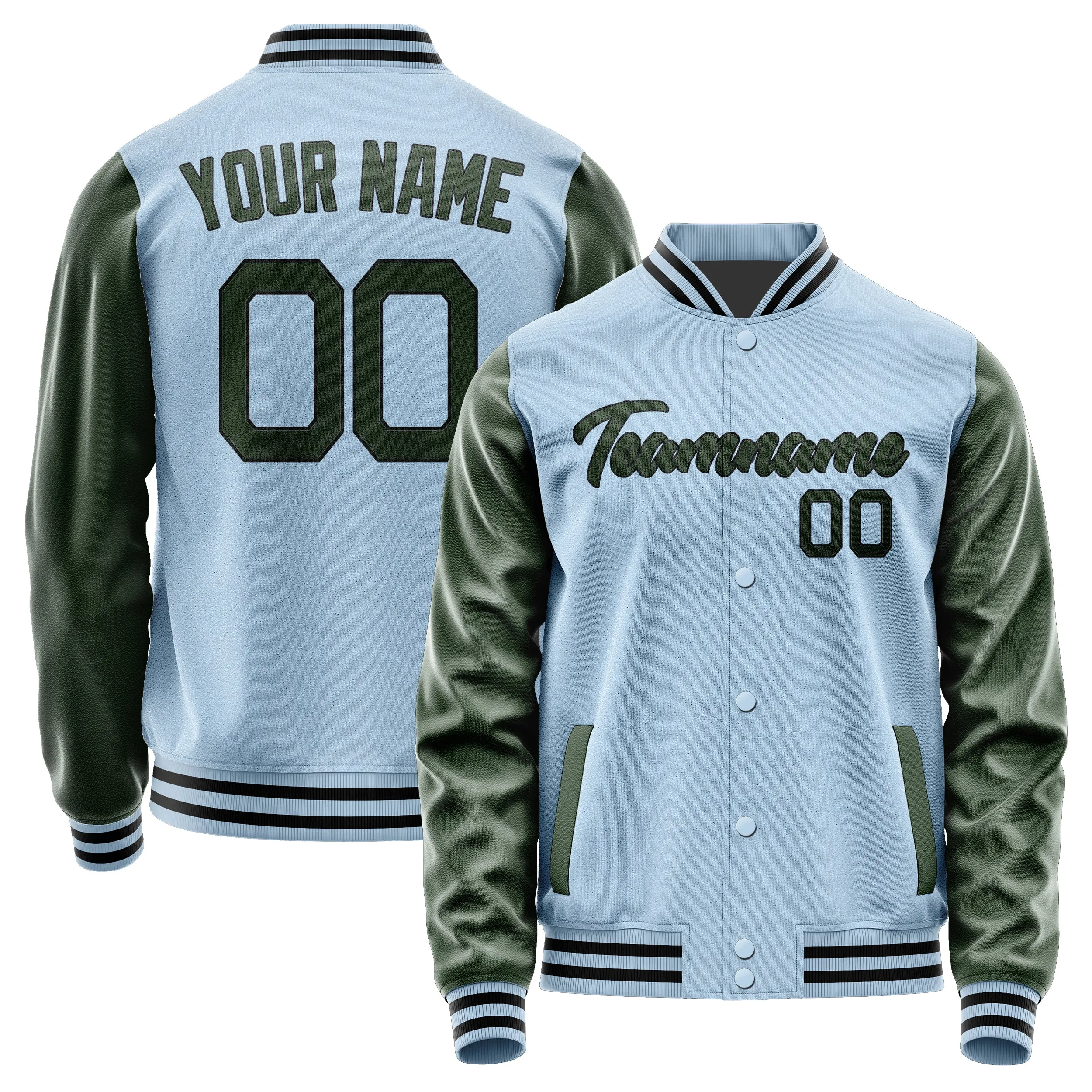 Custom Light Blue Dark Green Jacket