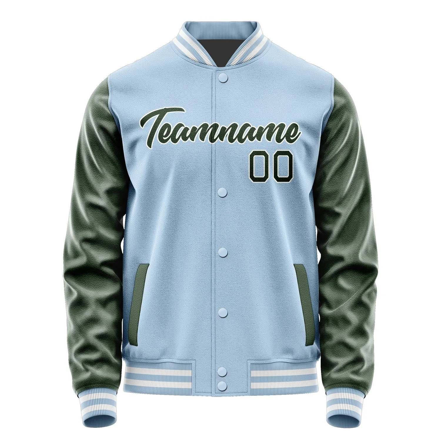 Custom Light Blue Dark Green Jacket