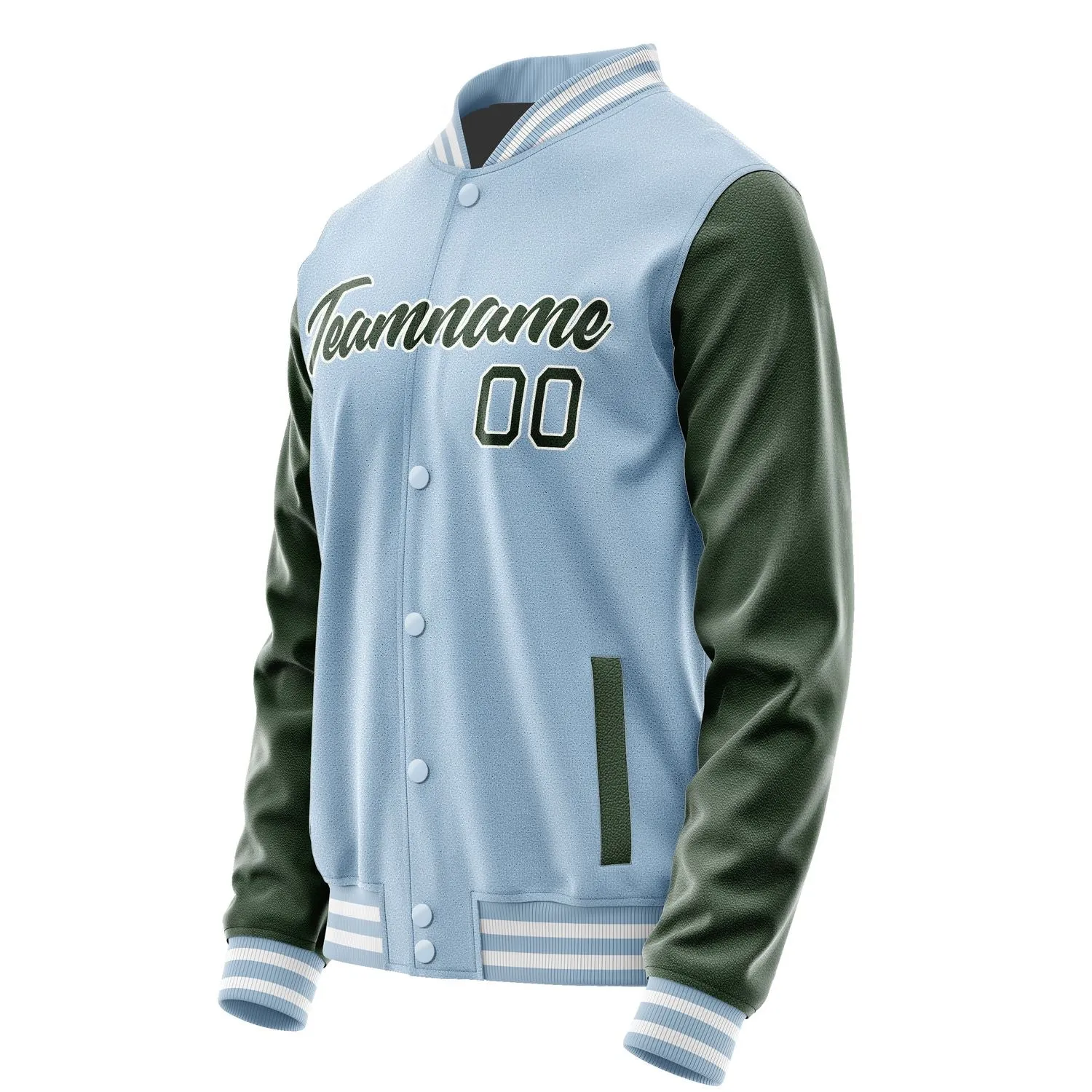 Custom Light Blue Dark Green Jacket