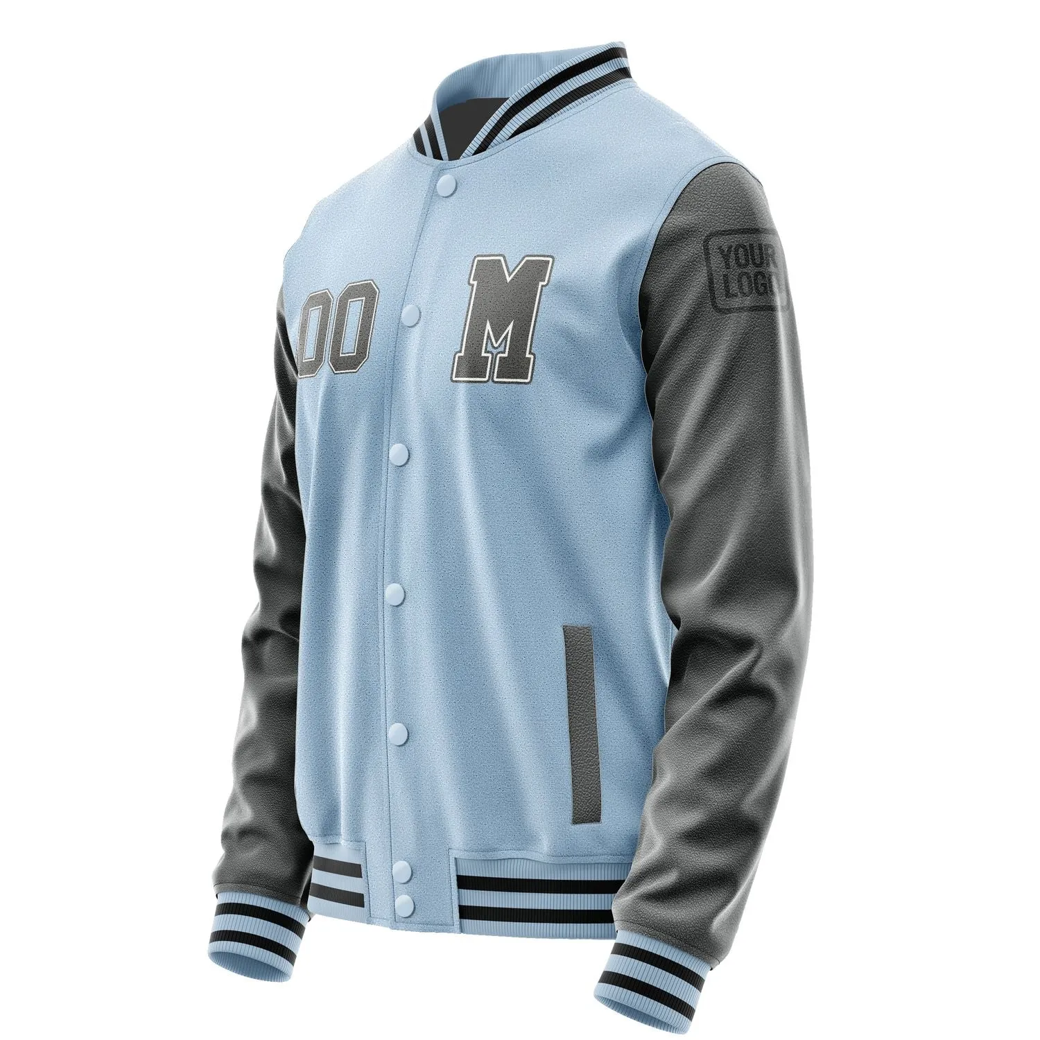 Custom Light Blue Dark Grey Jacket