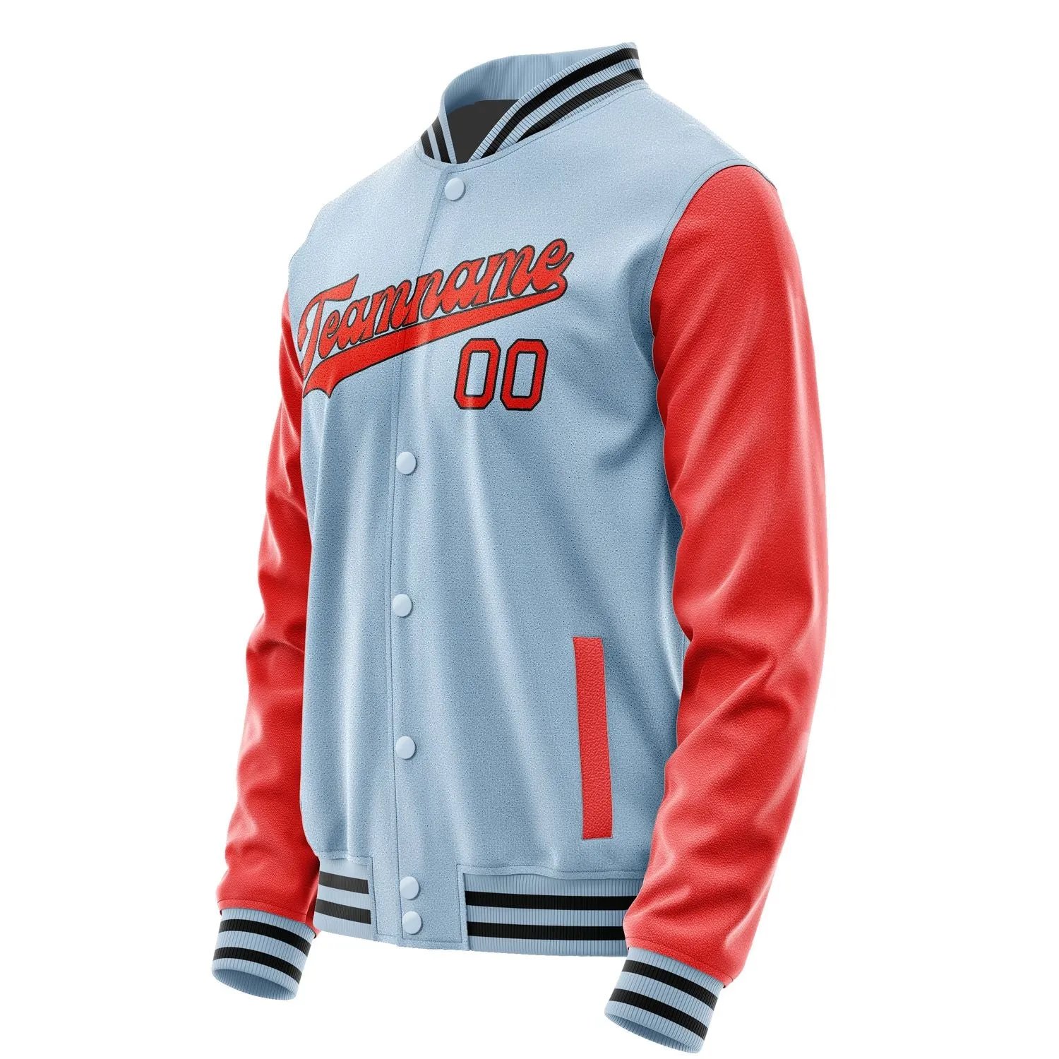 Custom Light Blue Orange Red Jacket