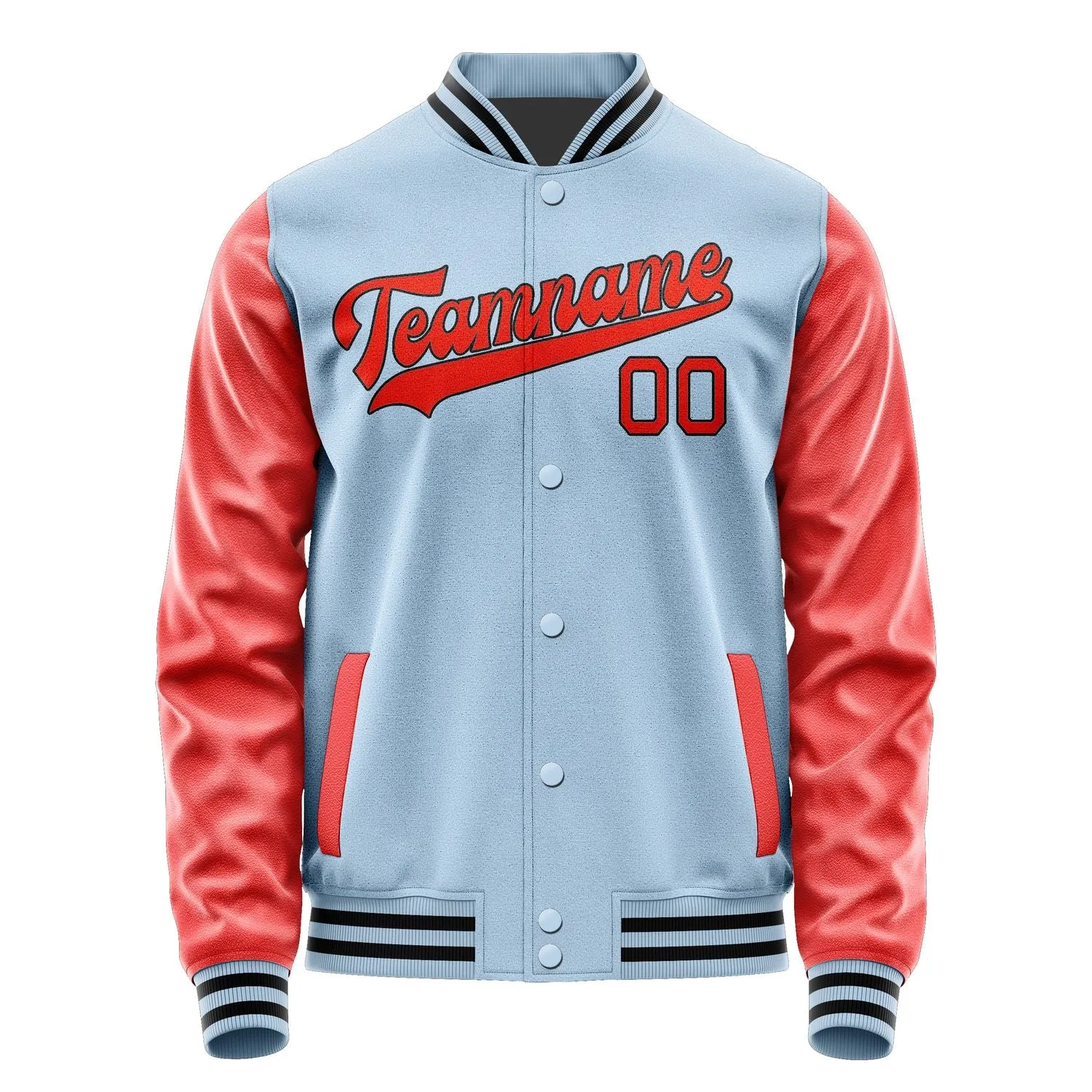 Custom Light Blue Orange Red Jacket