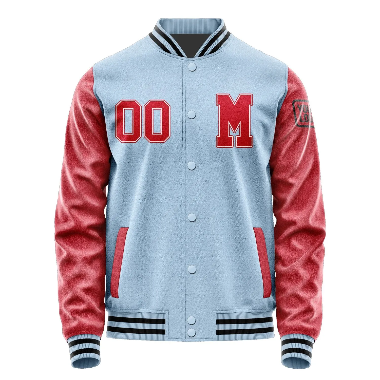 Custom Light Blue Red Jacket