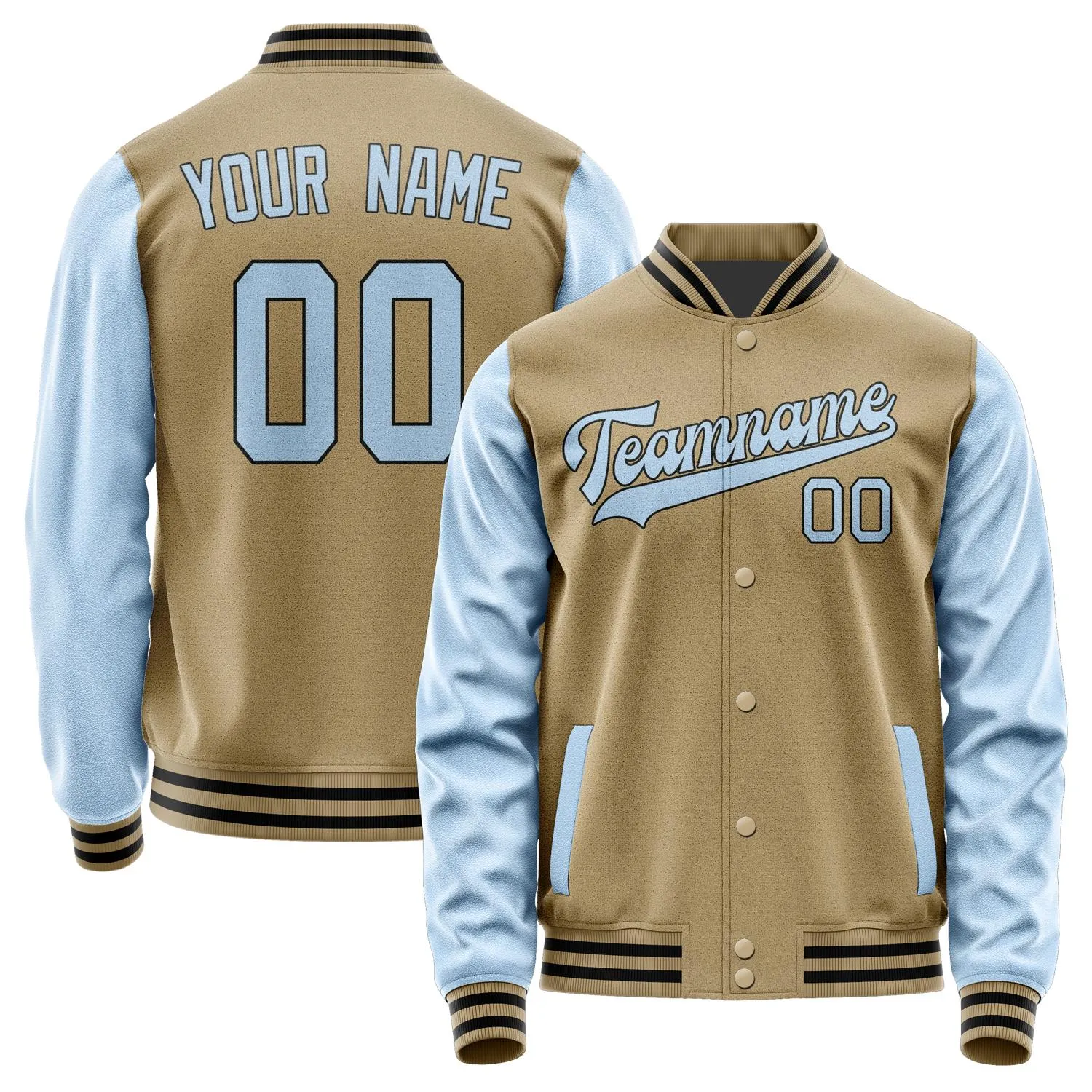 Custom Light Khaki Light Blue Jacket