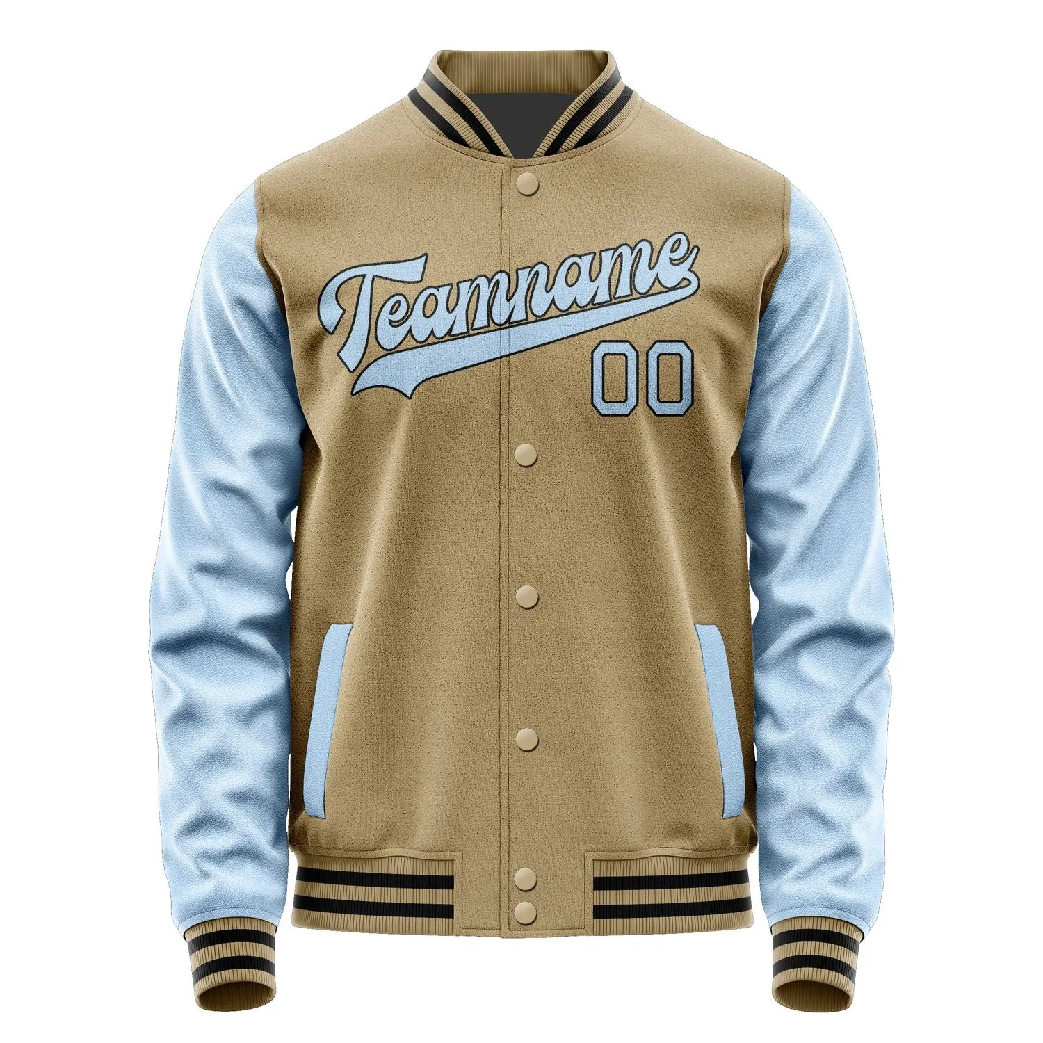 Custom Light Khaki Light Blue Jacket