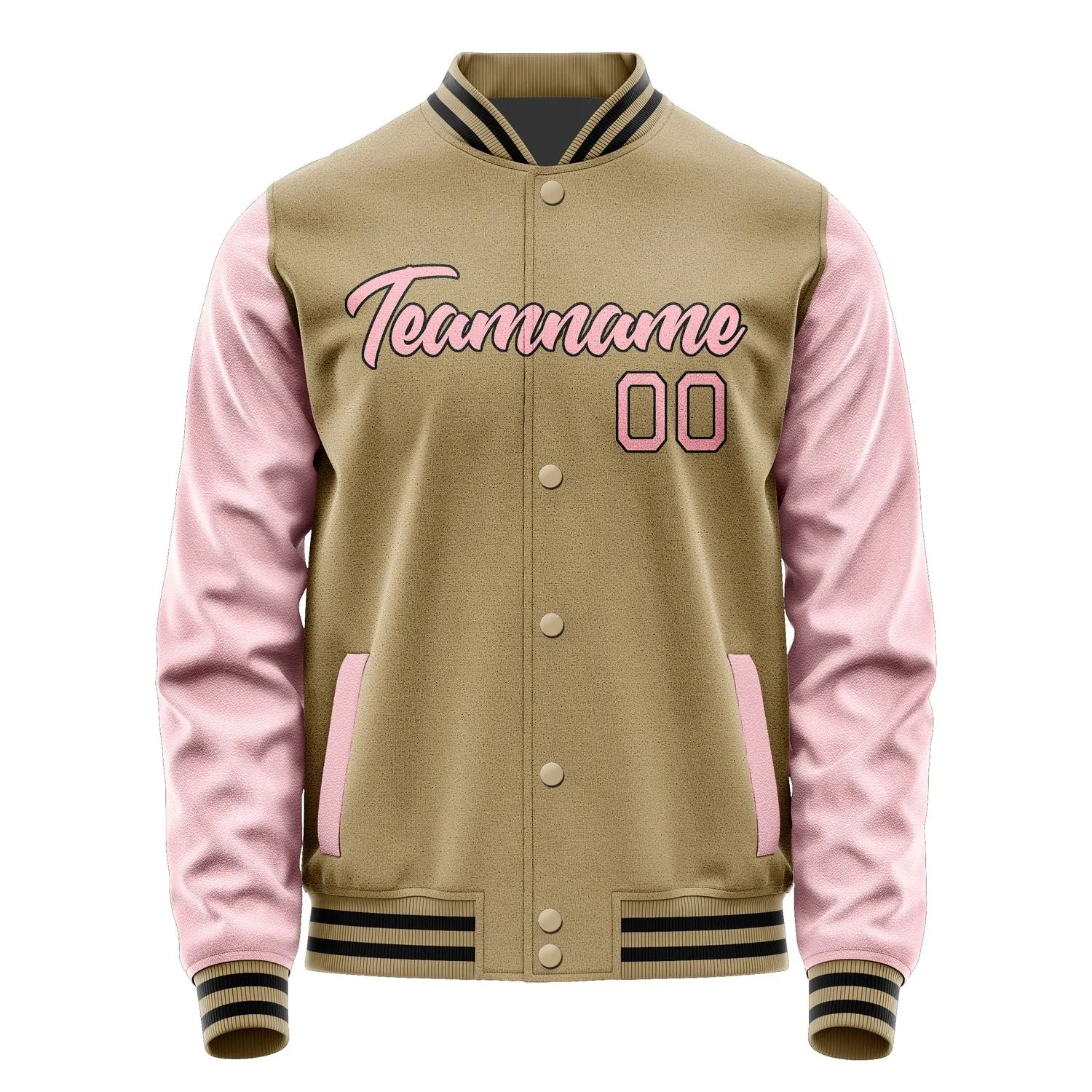 Custom Light Khaki Light Pink Jacket