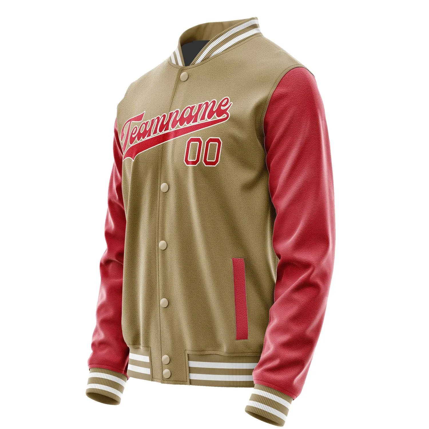 Custom Light Khaki Red Jacket