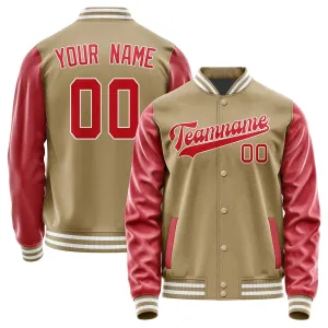 Custom Light Khaki Red Jacket