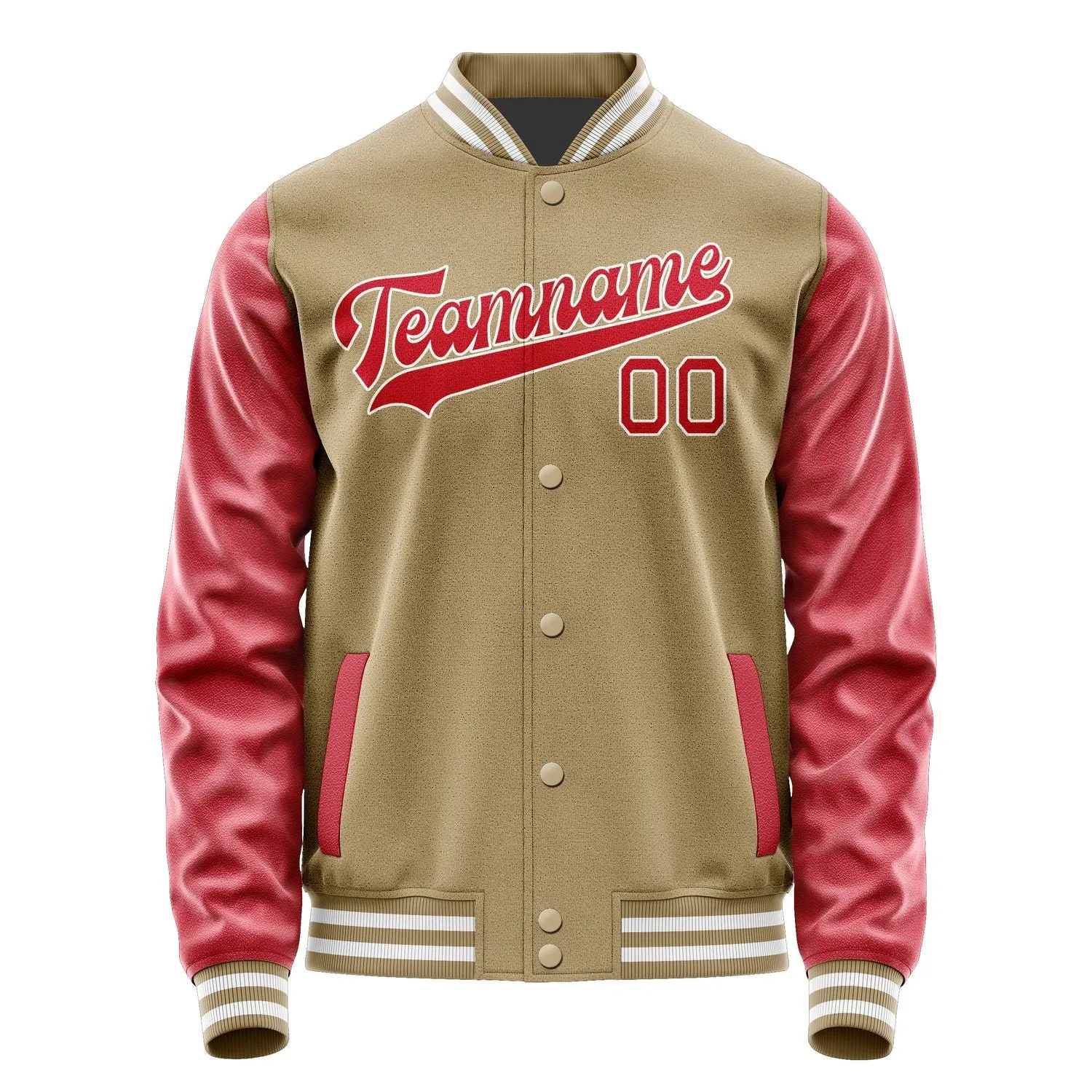Custom Light Khaki Red Jacket