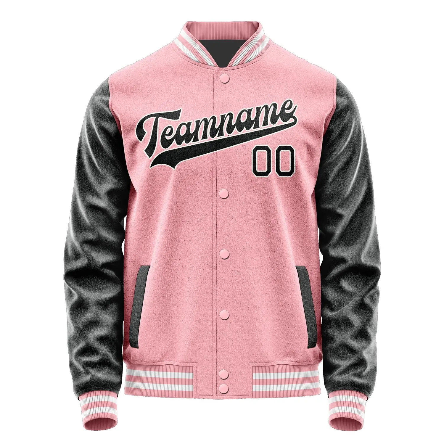 Custom Light Pink Black Jacket