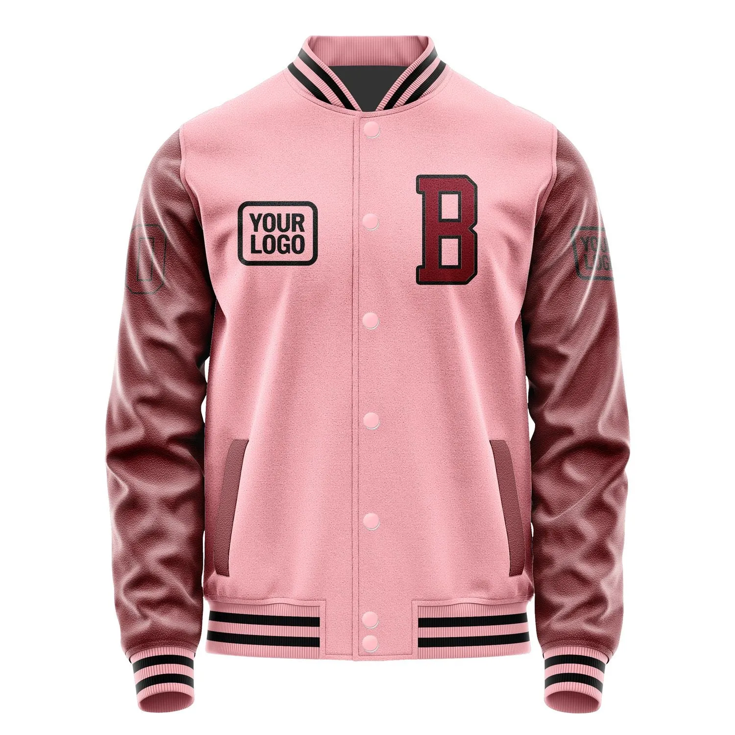 Custom Light Pink Crimson Red Jacket
