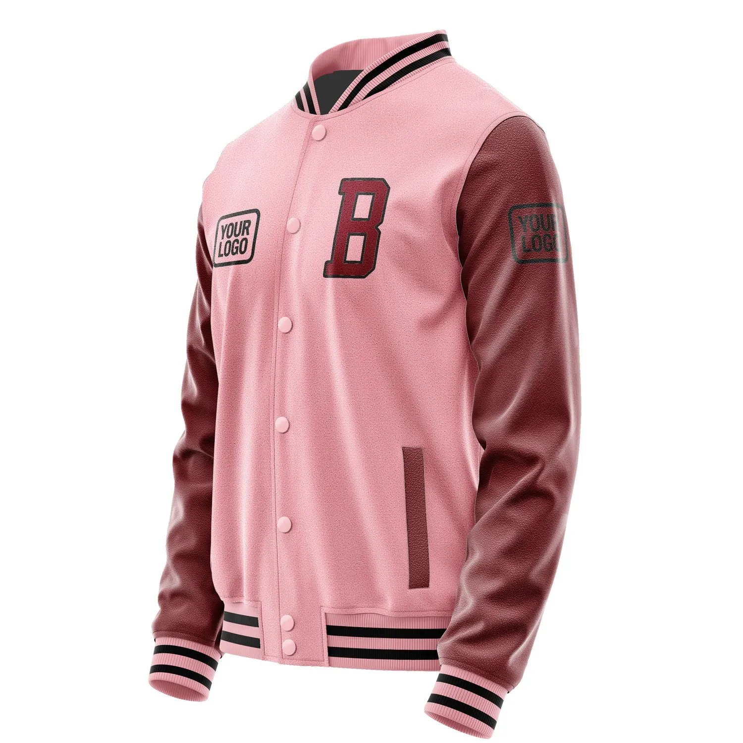 Custom Light Pink Crimson Red Jacket