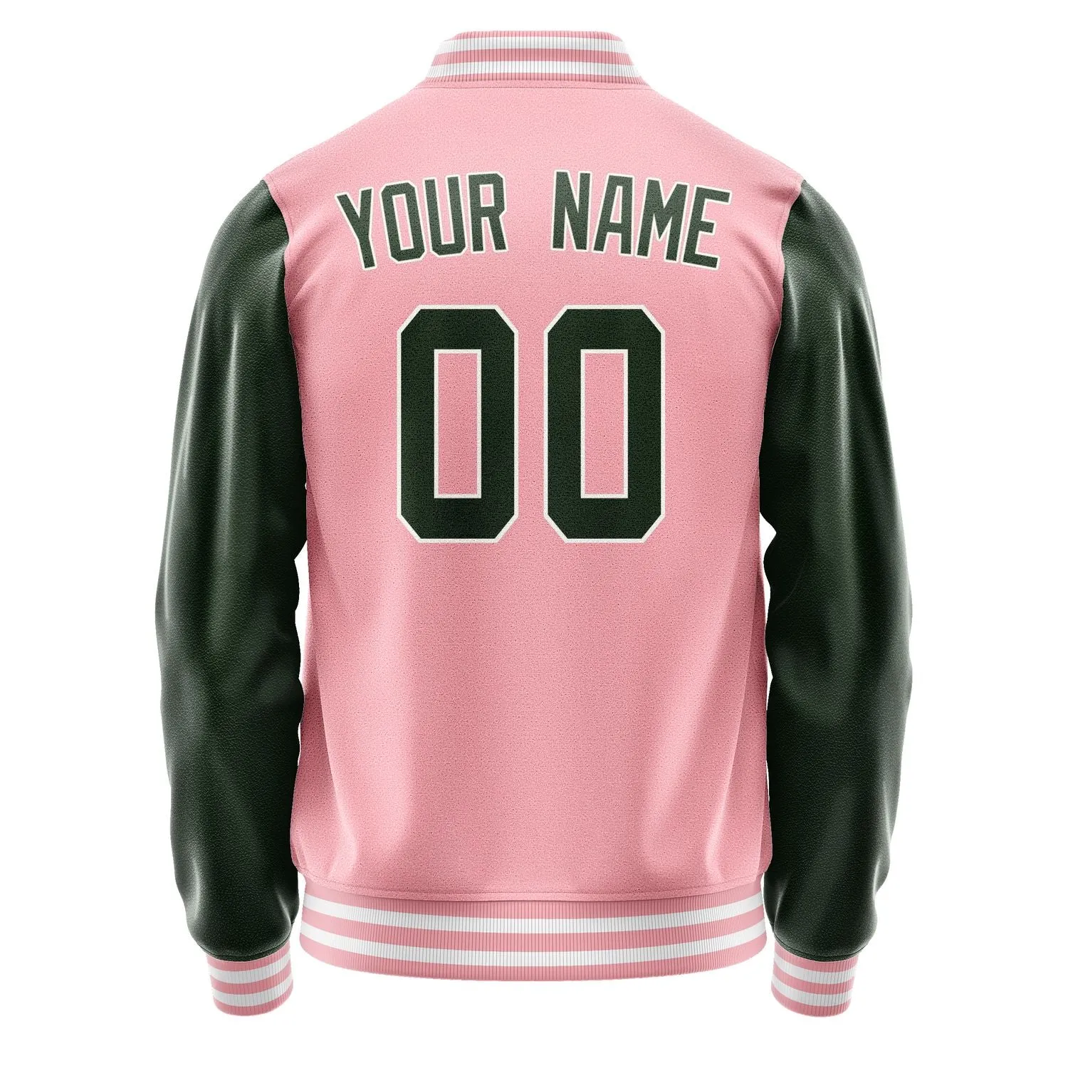 Custom Light Pink Dark Green Jacket