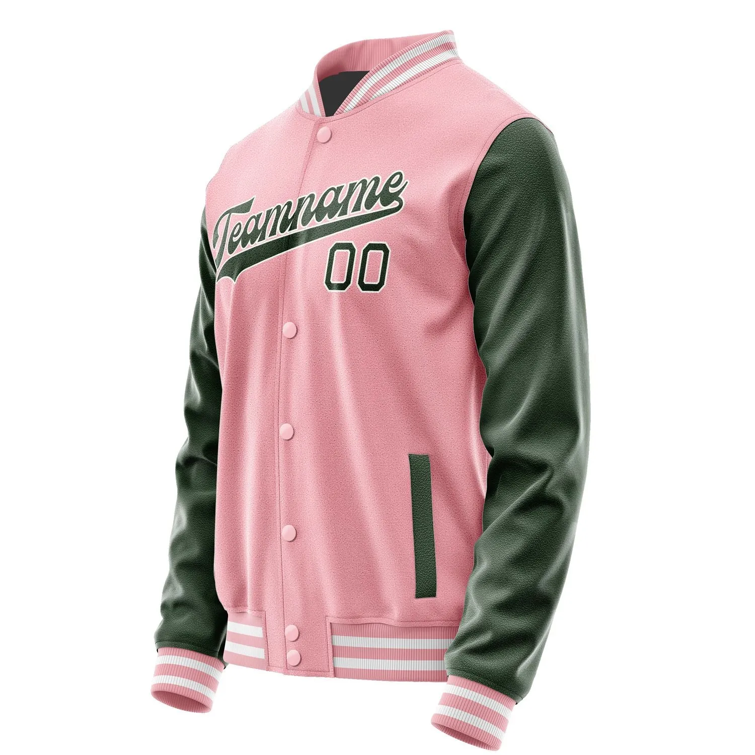 Custom Light Pink Dark Green Jacket