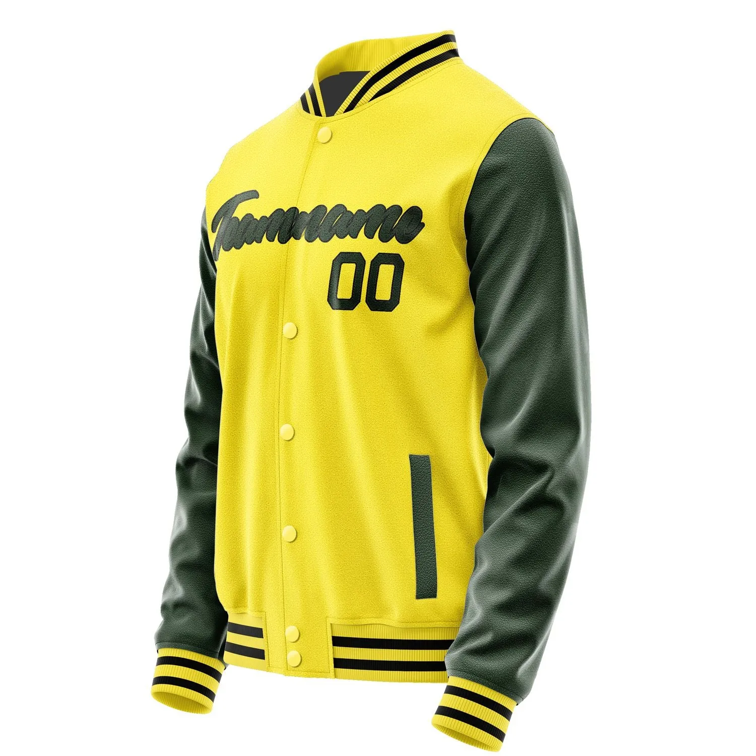 Custom Light Yellow Dark Green Jacket