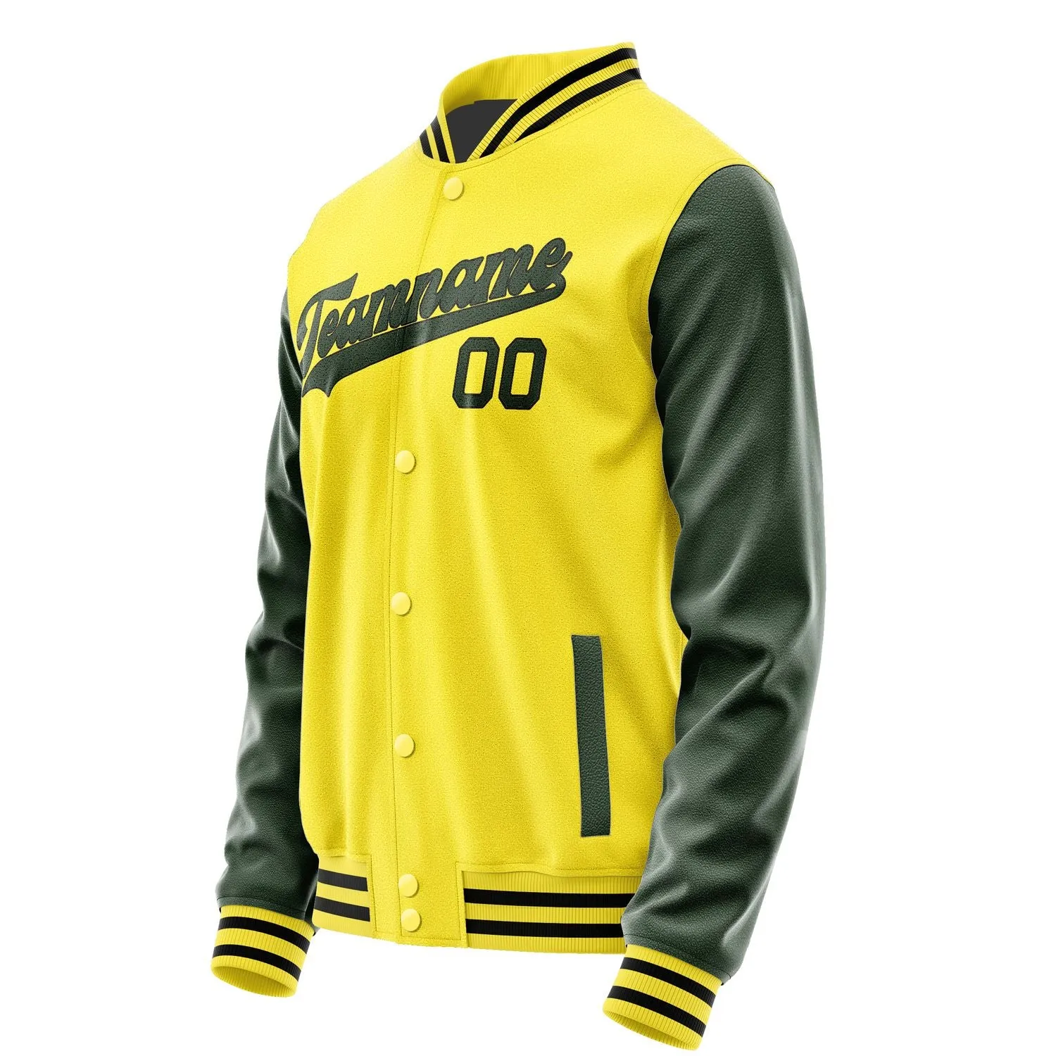 Custom Light Yellow Dark Green Jacket