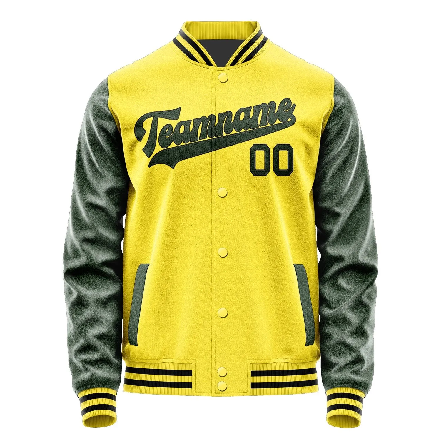 Custom Light Yellow Dark Green Jacket