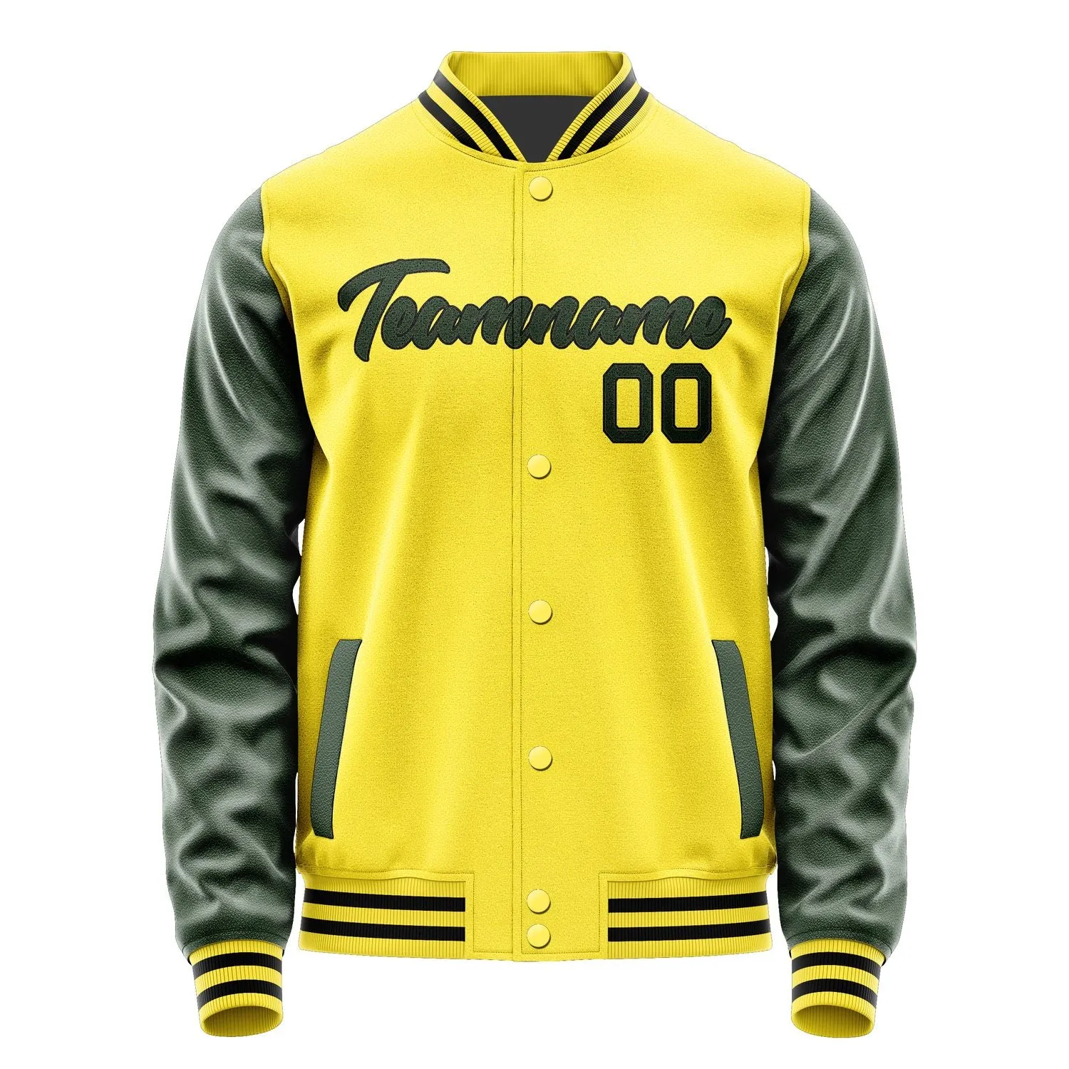 Custom Light Yellow Dark Green Jacket