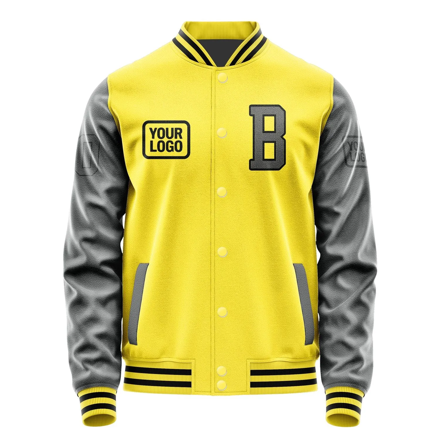 Custom Light Yellow Dark Grey Jacket
