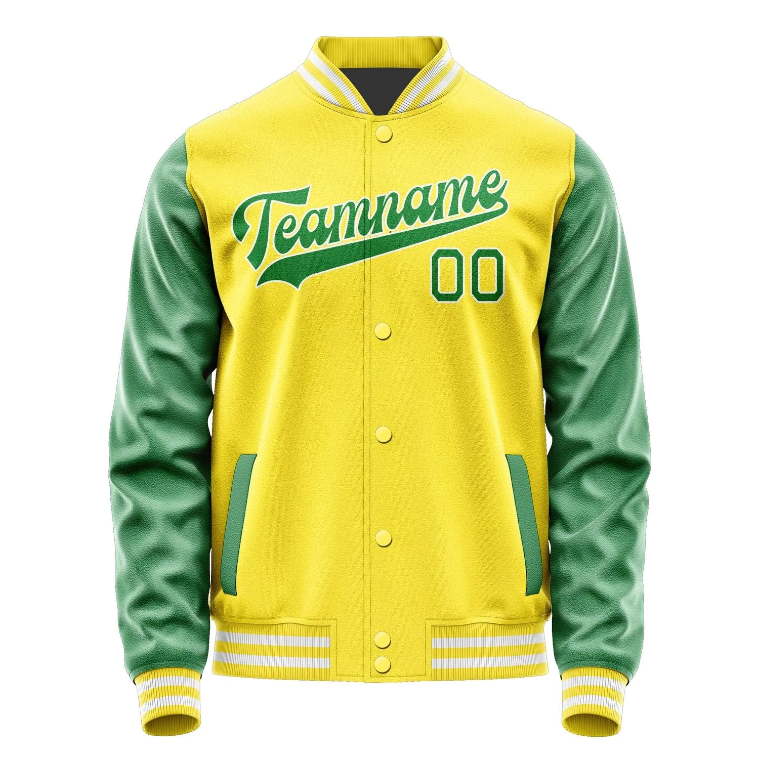 Custom Light Yellow Emerald Green Jacket