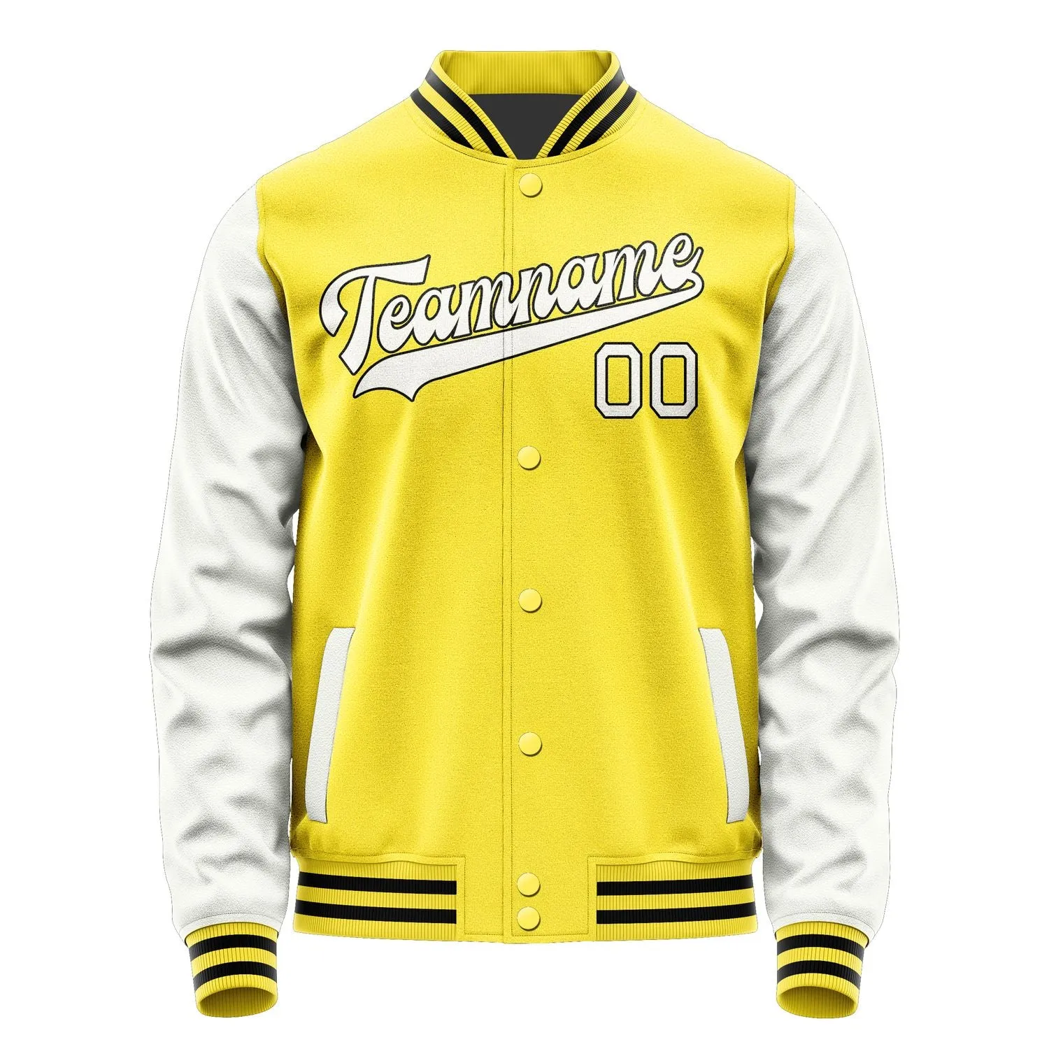 Custom Light Yellow White Jacket