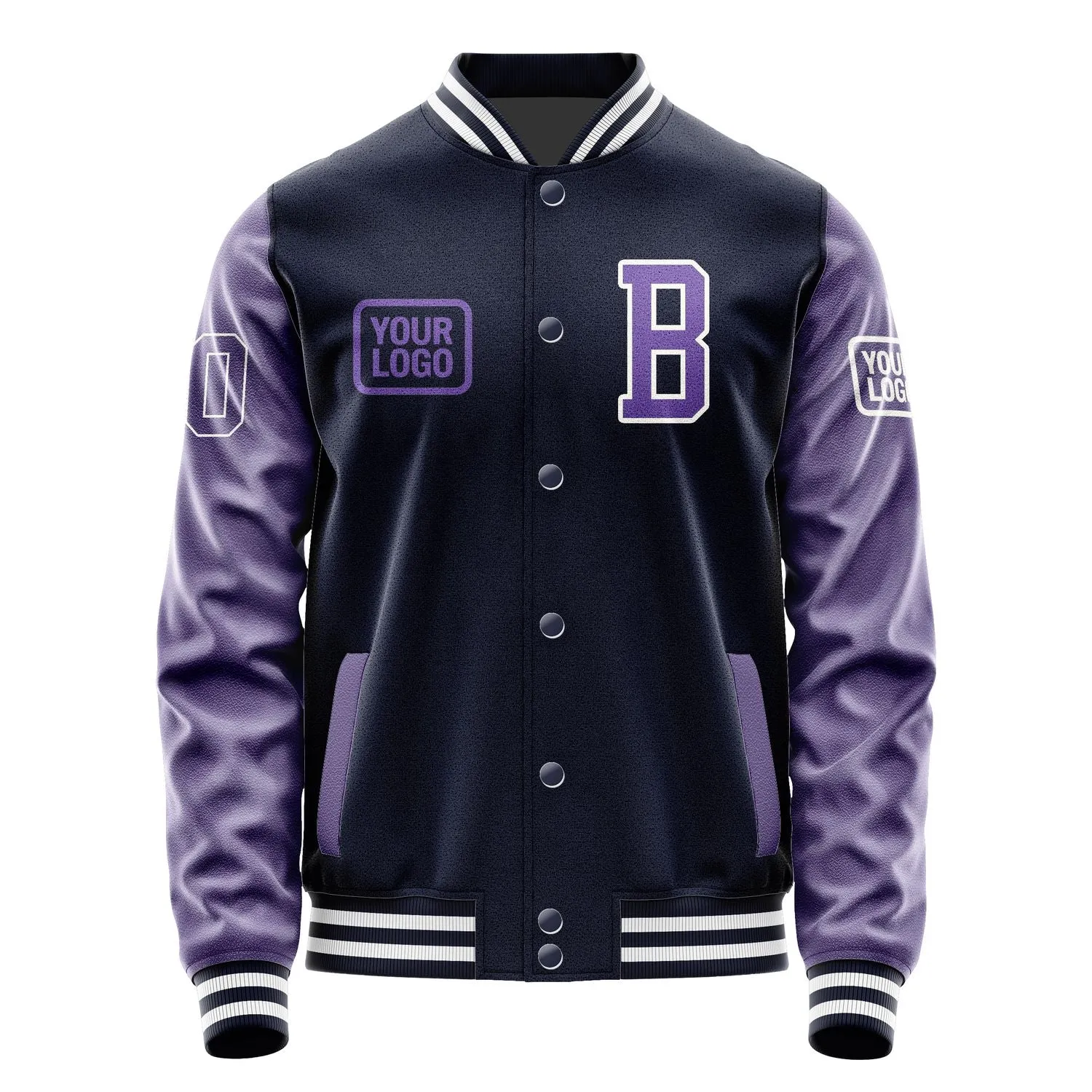Custom Navy Light Purple Jacket