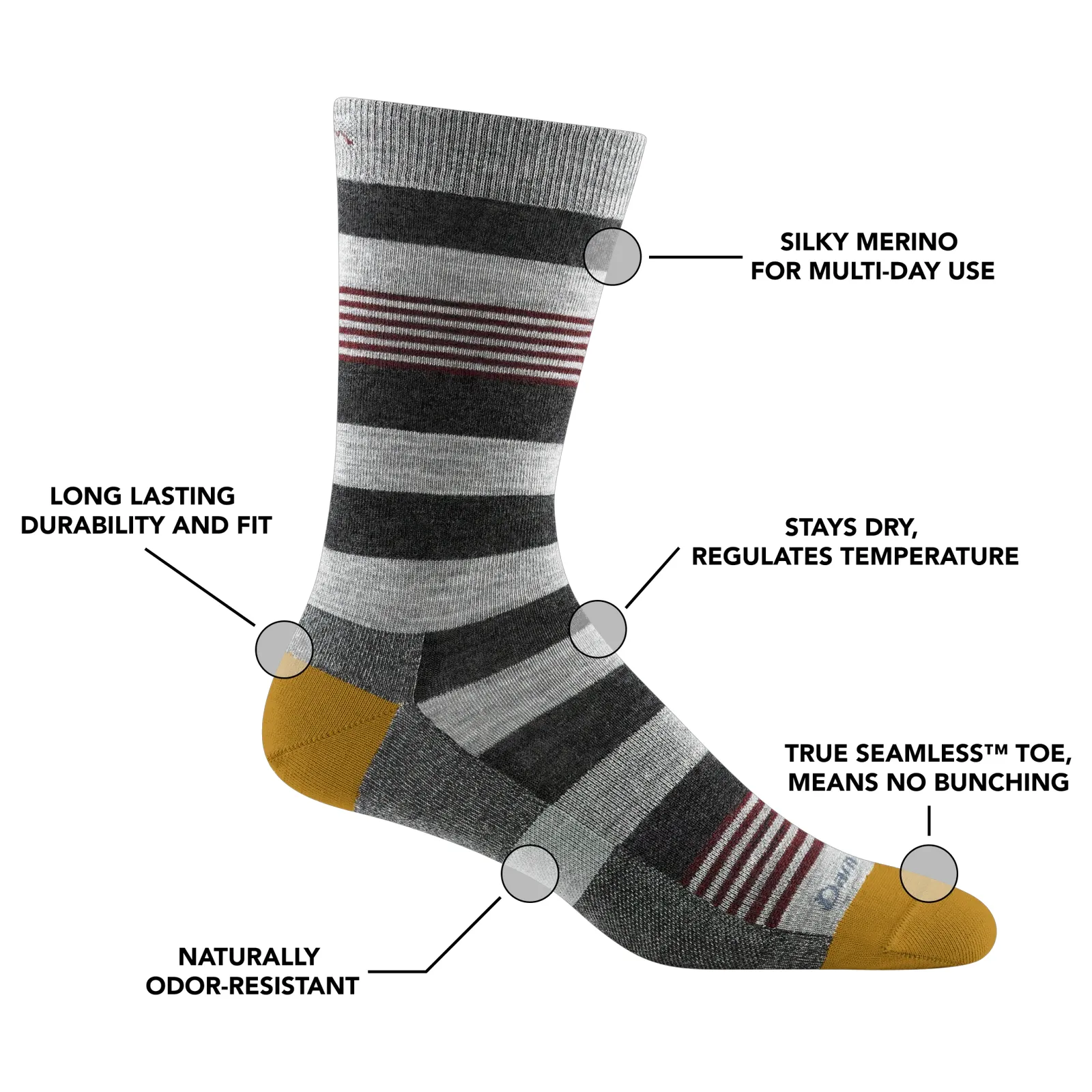 Darn Tough Oxford Lightweight Crew Sock (Men) - Gray