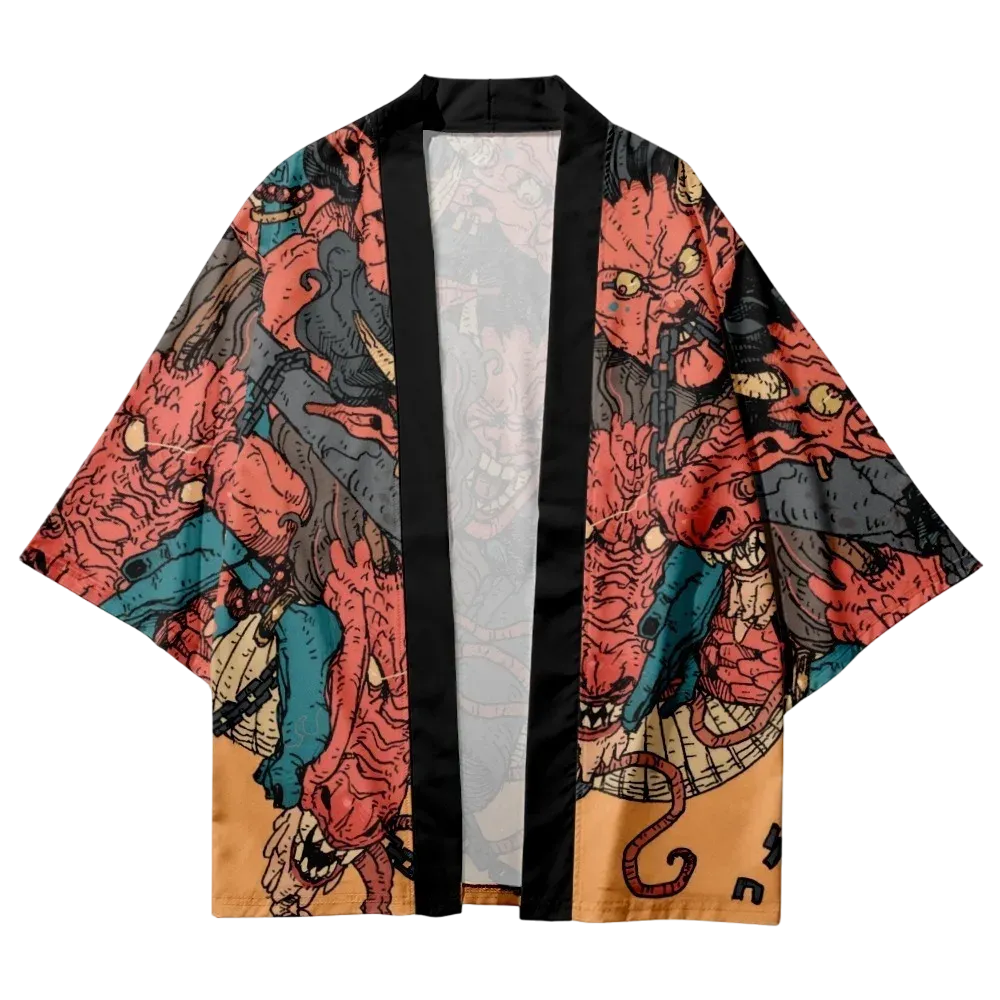 Demon and Dragon Yukata Top