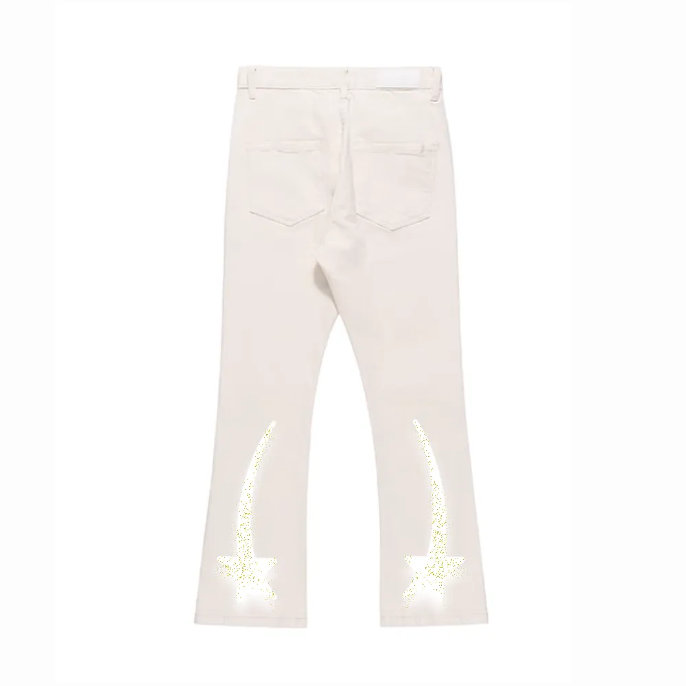 DF| Yellow Star Letter Print Jeans