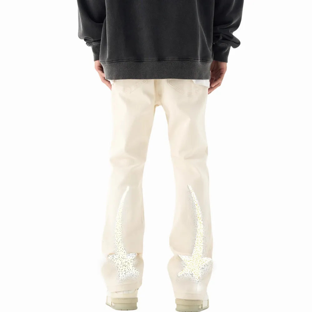 DF| Yellow Star Letter Print Jeans