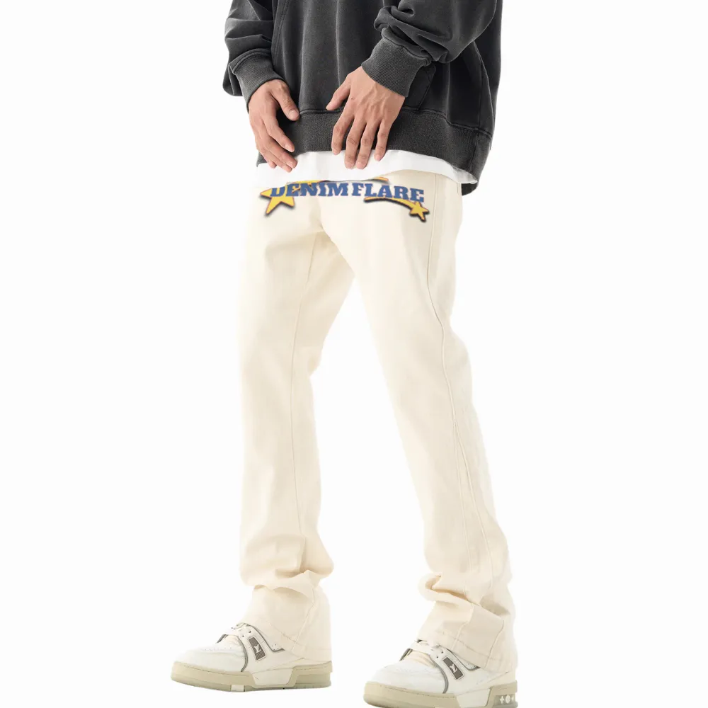 DF| Yellow Star Letter Print Jeans