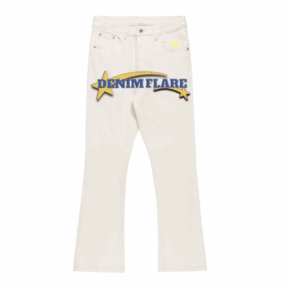 DF| Yellow Star Letter Print Jeans