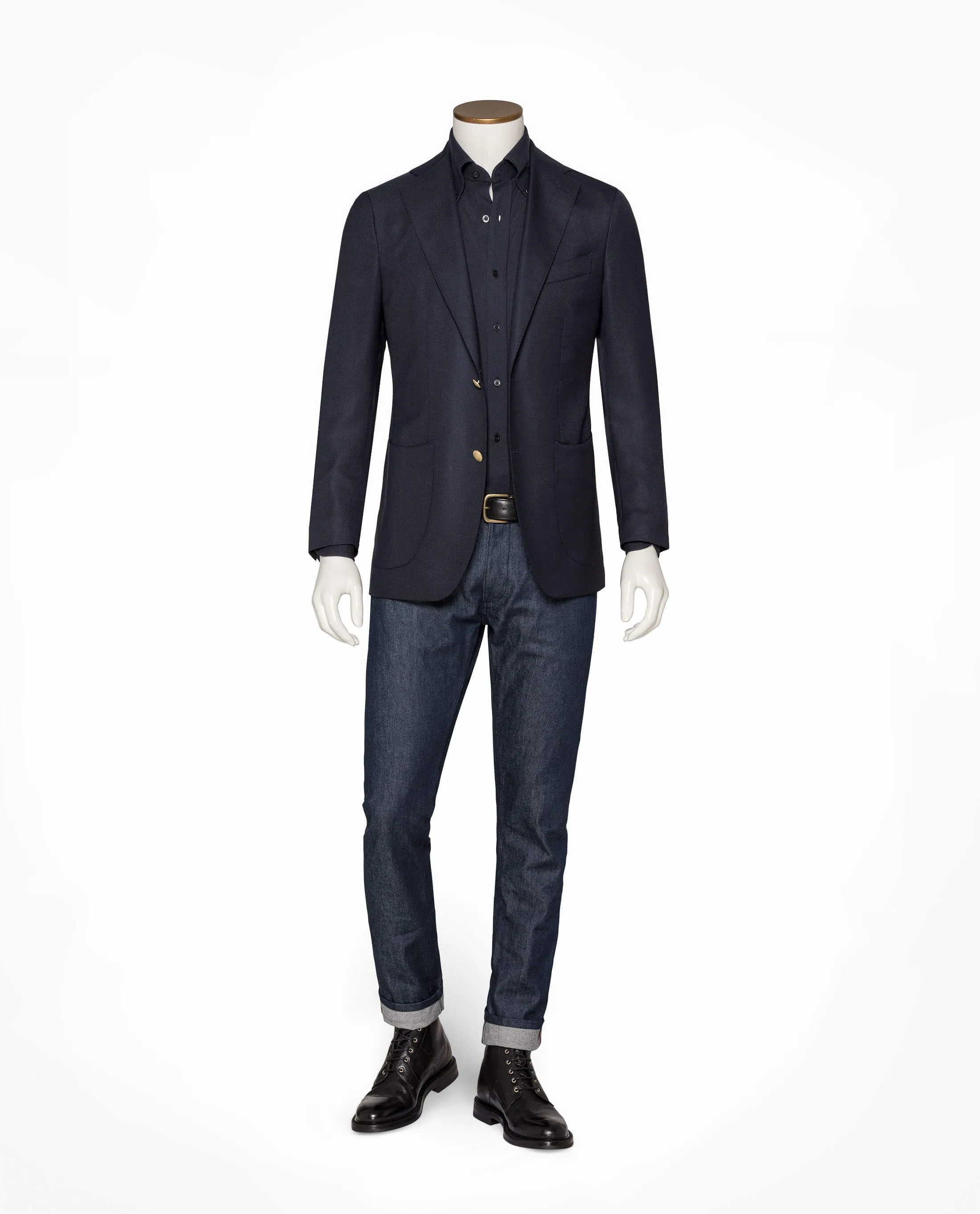 Dino Filarte Micro Design Blazer Merino Wool Midnight Blue