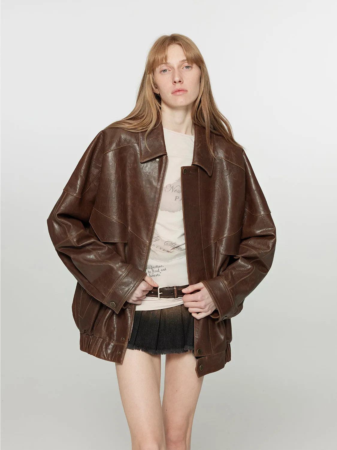 Distressed Sheepskin Jacket