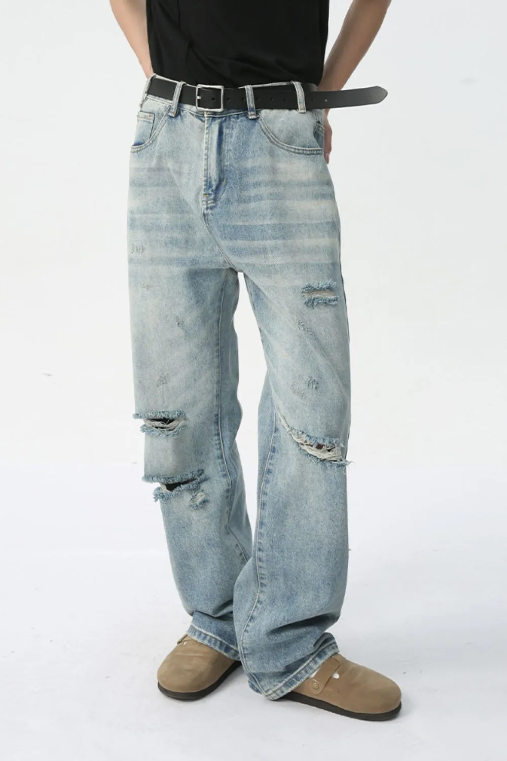 Distressed Wide Leg Jeans