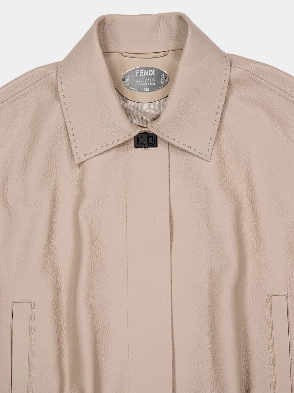 Dove Grey Leather Bomber Jacket