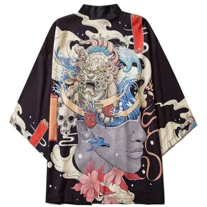 Dragon Flowers Yukata Top