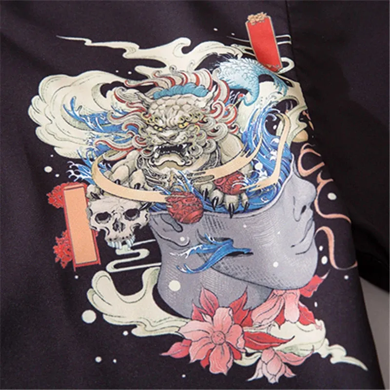 Dragon Flowers Yukata Top