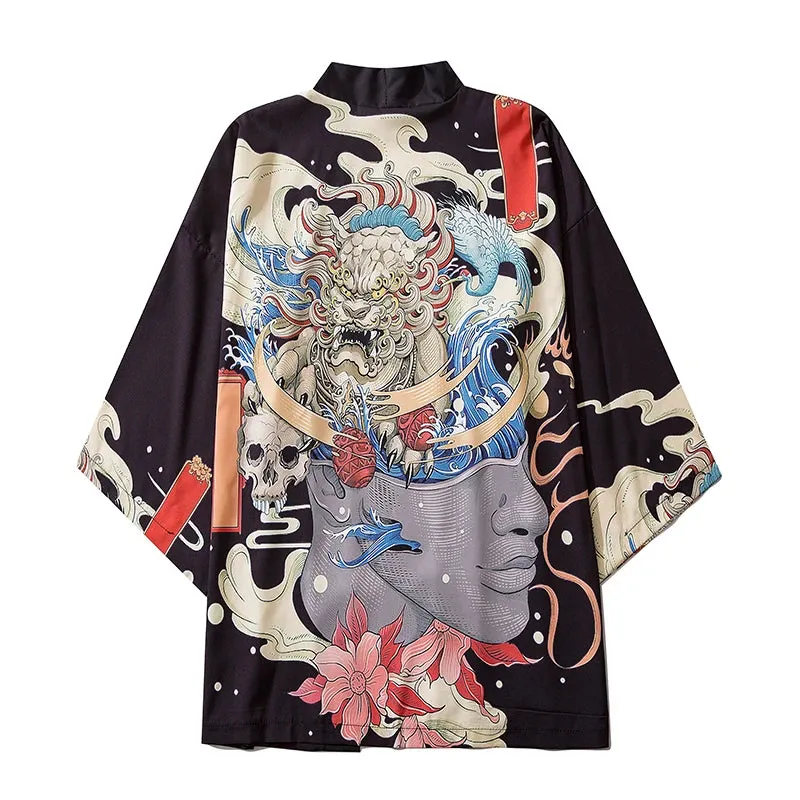 Dragon Flowers Yukata Top