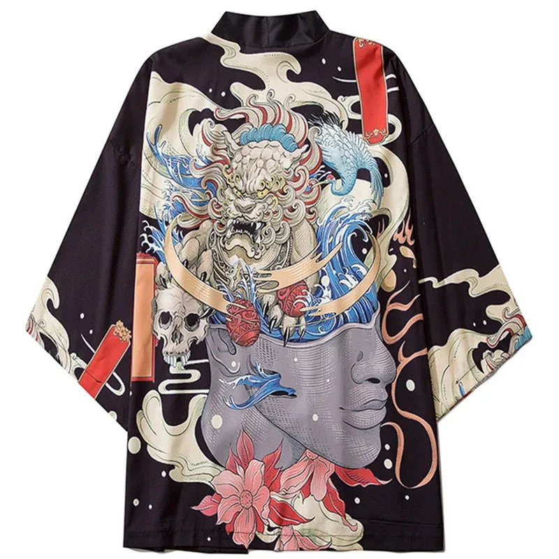 Dragon Flowers Yukata Top