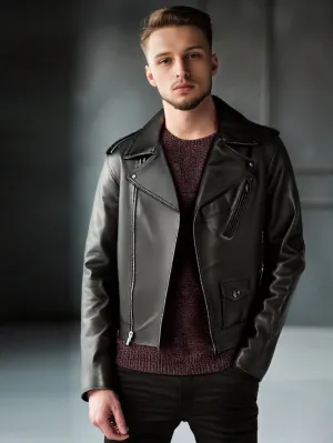 Dual-Zip Refined Leather Jacket
