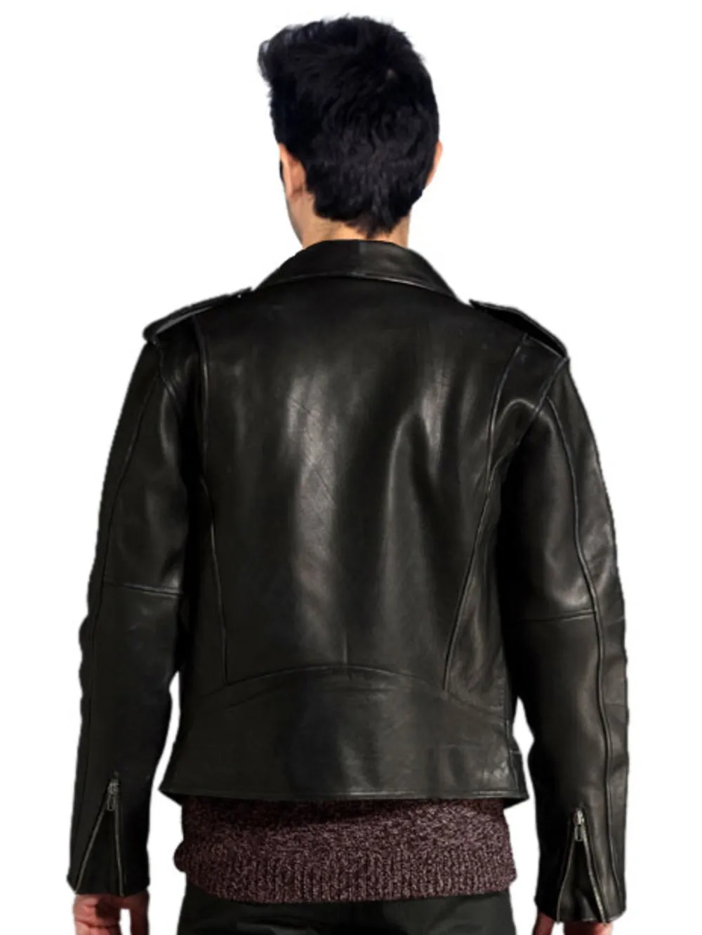Dual-Zip Refined Leather Jacket